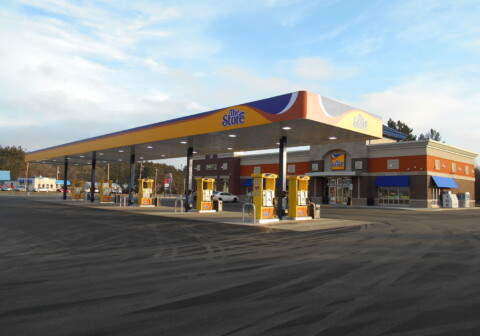 Gas station canopy built by TFC in Saratoga, WI.