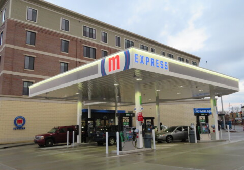 Meijer canopy designed, fabricated, and installed by TFC in Grand Rapids, MI.
