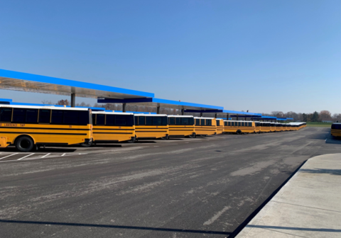 Bus shelter canopies built for MSDLT in Lawrence, IN by TFC.
