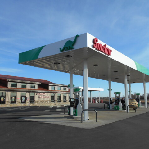 Sinclair gas station canopy built by TFC in Lake Norden, SD.