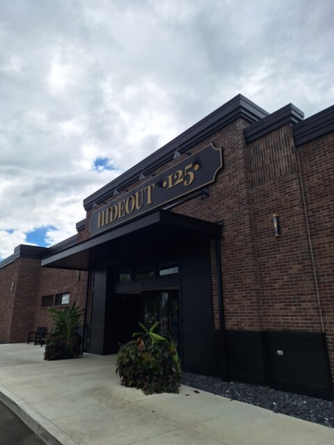 Architectural canopy built by TFC for Hideout 125, a restaurant in Fort Wayne, IN.