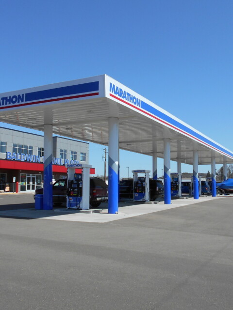Gas station canopy built by TFC in Baldwin, WI.