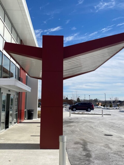Architectural canopy built for Ortho Indy by TFC.