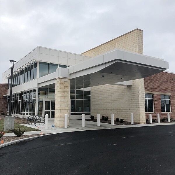 Walkway entrance canopy on a medical facility built by TFC.