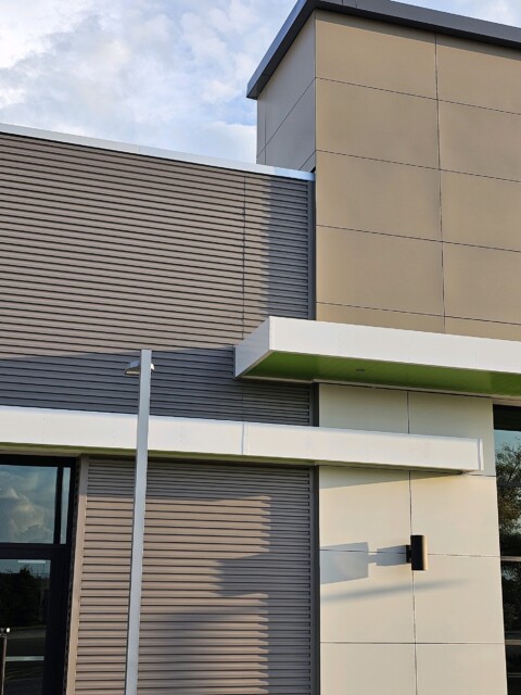 Close up picture of mcm paneling installed by TFC.