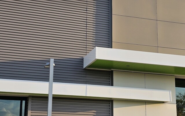 Close up picture of mcm paneling installed by TFC.