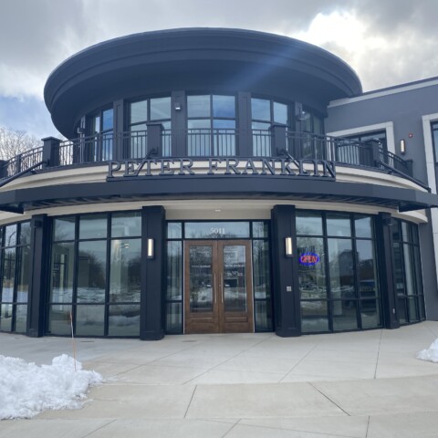 Architectural canopy on Peter Franklin Jewelers in Fort Wayne, IN.