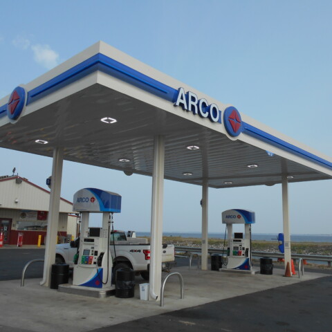 Gas station canopy built by TFC in St. Michael, ND.