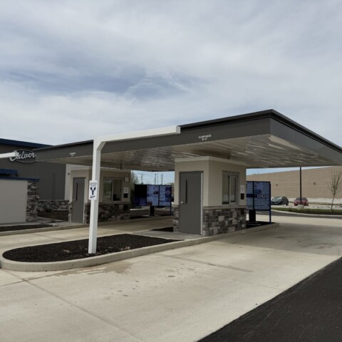 Culver's drive-through canopy in Huntington, IN.