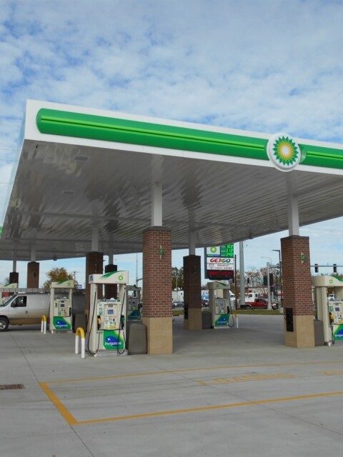 BP gas station canopy built by TFC in Sioux Falls, ND.